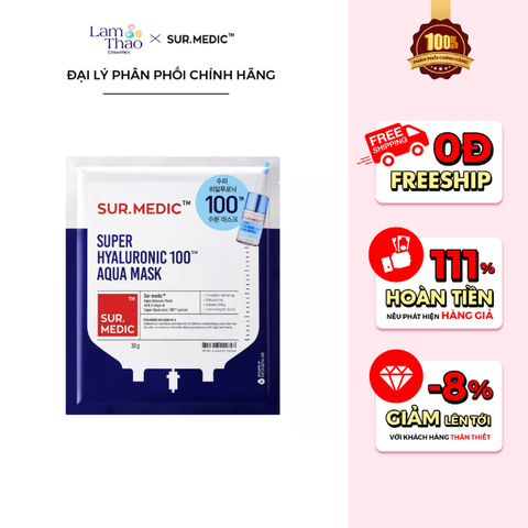  Mặt Nạ Cấp Nước Cấp Ẩm Cho Da Sur.Medic+ Super Hyaluronic 100TM Aqua Sheet Mask 