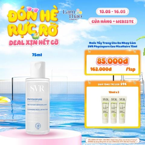  [DEAL SỐC 13.05 - 16.05 MUA SIZE 75ML TẶNG 03 SRM SEBIACHEAR] Nước Tẩy Trang Cho Da Nhạy Cảm SVR Physiopure Eau Micellaire 
