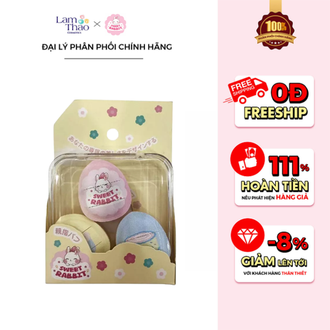  Set Bông Mút Tán Nền Sweet Rabbit Puffs 03 Pieces 