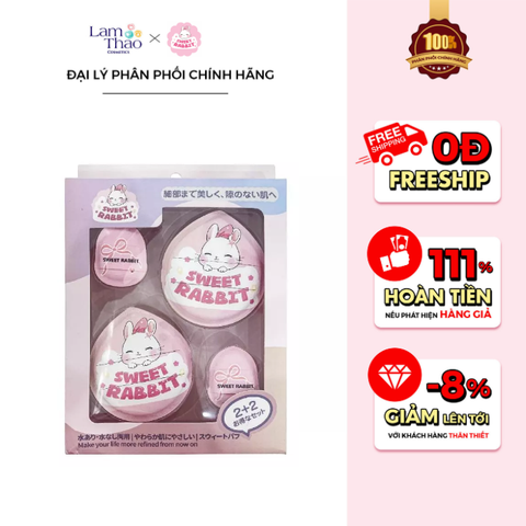  Set Bông Mút Tán Nền Sweet Rabbit Sweet Puff 