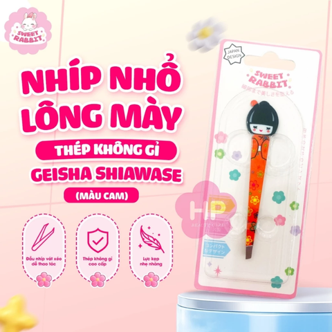  Nhíp Nhổ Lông Mày Thép Không Gỉ Sweet Rabbit Geisha Shiawase Japanese Girl Eyebrow Tweezer 