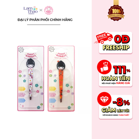  Nhíp Nhổ Lông Mày Thép Không Gỉ Sweet Rabbit Geisha Shiawase Japanese Girl Eyebrow Tweezer 