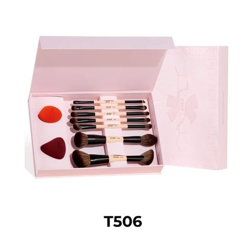  Set Cọ 7 Cây + 2 Mút Jessup Peach Dust PerfectionBeauty Kit 