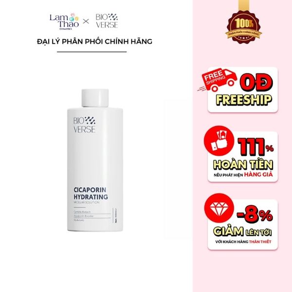 Nước Tẩy Trang Dịu Nhẹ Cho Da Nhạy Cảm Bioverse Cicaporin Hydrating Micellar Solution