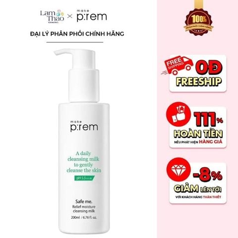  Tẩy Trang Dạng Sữa Make P:rem Safe Me Relief Moisture Cleansing Milk 