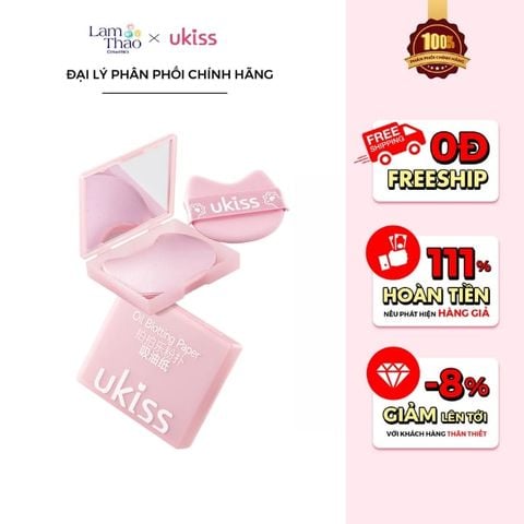  Hộp Giấy Thấm Dầu Hương Hoa Hồng Kèm Bông Phấn Ukiss Powder Puff Oil Absorbing Paper 