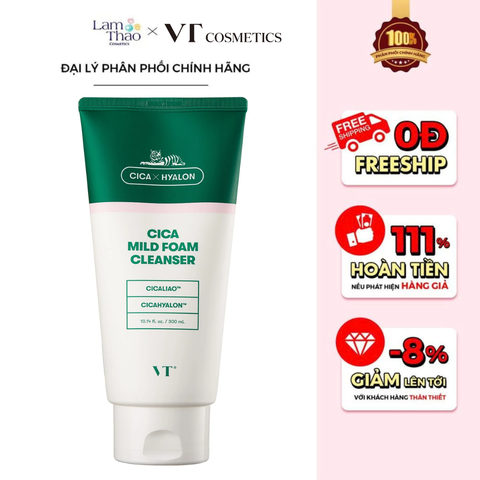  Sữa Rửa Mặt Hỗ Trợ Làm Dịu Da VT Cosmetics Cica Mild Foam Cleanser 