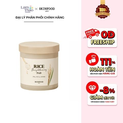  Toner Pad Gạo Dưỡng Trắng Da Skinfood Rice Brightening Pad 