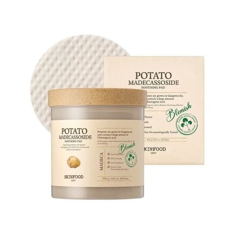  Toner Pad Làm Dịu Và Sáng Da Khoai Tây Madecassoside Skinfood Potato Madecassoside Soothing Pad 