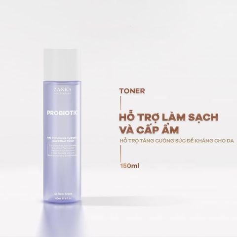  Nước Hoa Hồng Zakka Naturals Probiotic Anti-Pollution & Hydrating Dual Effect Toner 