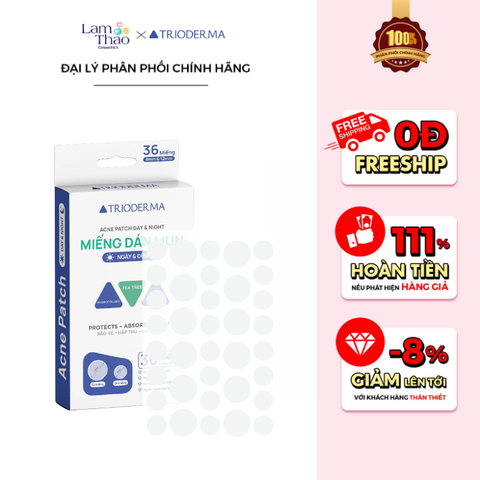  Miếng Dán Mụn Tinh Dầu Tràm Trà Trioderma Acne Patch Day & Night 