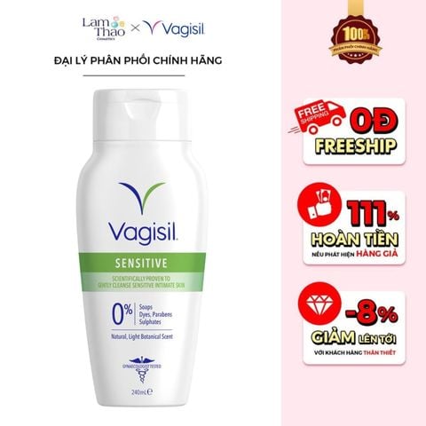  [DEAL SỐC 23.08 - 25.08 MUA SIZE 240ML TẶNG BVS BAN NGÀY D&C + QUẦN CHÍP VAGISIL] Dung Dịch Vệ Sinh Vagisil Sensitive Daily Intimate Wash 