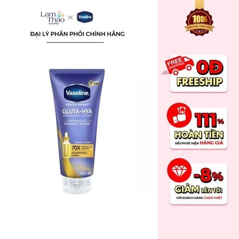  Sữa Dưỡng Thể Trắng Da Ban Đêm Vaseline Healthy Bright Gluta-Hya Serum Burst Lotion 