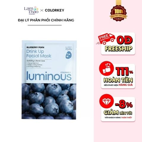  Mặt Nạ Colorkey Luminous Blueberry PDRN Drink Up Facial Mask 