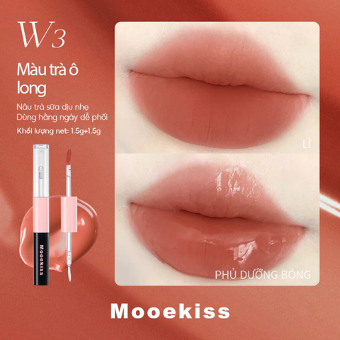  Son Bùn Hai Đầu Bóng Lì Mooekiss Dual Effect Essence Lip Mud 