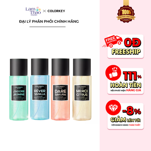  Xịt Thơm Toàn Thân COLORKEY ROSE Shimmer Fragrance Mist ( Phiên Bản Mới ) 