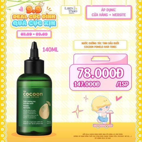  [DEAL SỐC 07.09 - 09.09 KHI MUA SIZE 140ML] Nước Dưỡng Tóc Tinh Dầu Bưởi Cocoon Pomelo Hair Tonic [ Phiên Bản Nâng Cấp ] 