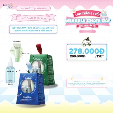  [DUY NHẤT CH: DEAL SỐC 10.11 - 24.11 TẶNG KEM DƯỠNG SẴN 20ML + GÓI TONER PAD 10 MIẾNG ] SET HOLIDAY Tinh Chất Dưỡng Ẩm Phục Hồi Torriden Dive In Low Molecular Hyaluronic Acid Serum TẶNG BALANCEFULL CREAM 20ml 
