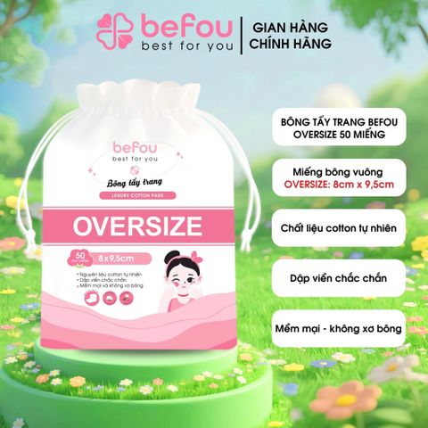  Bông Tẩy Trang Befou Oversize 8x9,5cm - 50 Miếng 