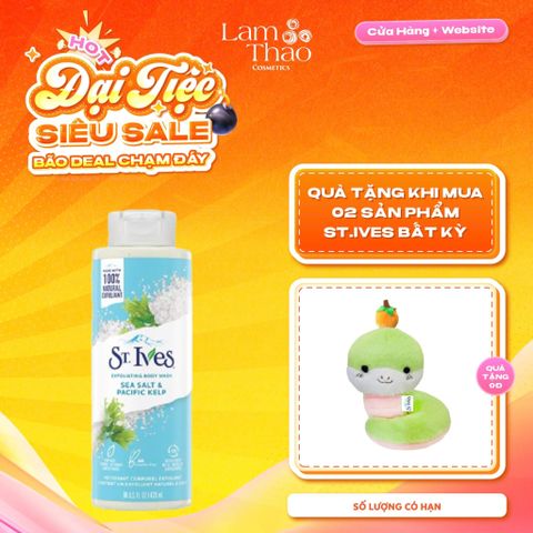  [MUA 2 SP ST.IVES BẤT KỲ TẶNG 01 GẤU BÔNG] Sữa Tắm Loại Bỏ Da Chết St.Ives Purifying Sea Salt & Pacific Kelp Exfoliating Body Wash (Mẫu Mới) 
