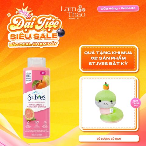  [MUA 2 SP ST.IVES BẤT KỲ TẶNG 01 GẤU BÔNG] Sữa Tắm Dưỡng Sáng Da St.Ives Pink Lemon & Mandarin Orange Exfoliating Body Wash (Mẫu Mới) 