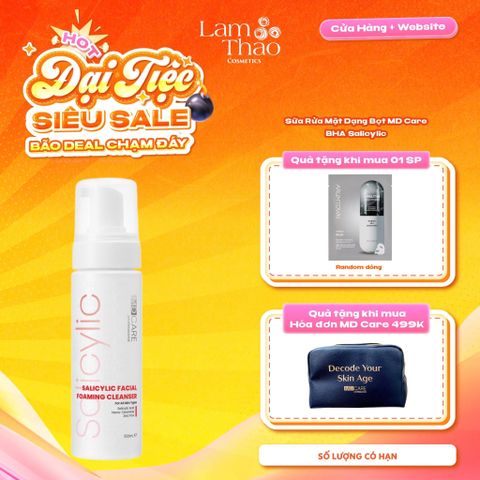  [TẶNG 01 MASK ARUMORE] [HĐ MD CARE 499K TẶNG 01 TÚI DA] Sữa Rửa Mặt Dạng Bọt Dành Cho Da Dầu Mụn Nhạy Cảm MD CARE BHA Salicylic Facial Foaming Cleanse 