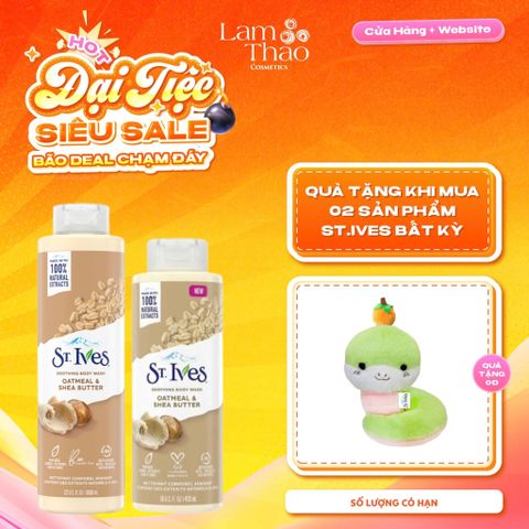 [MUA 2 SP ST.IVES BẤT KỲ TẶNG 01 GẤU BÔNG] Sữa Tắm Dưỡng Làm Mịn Da St.Ives Oatmeal & Shea Butter Soothing Body Wash (Mẫu Mới) 