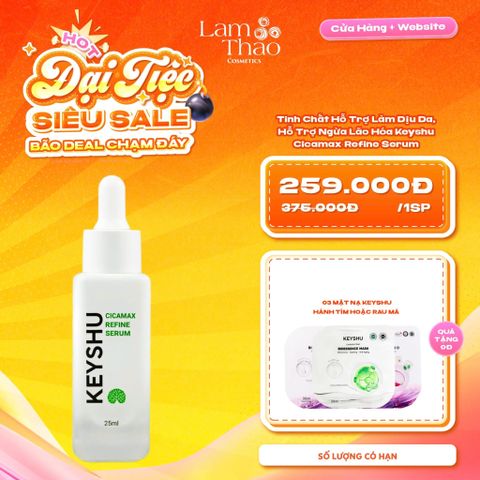  [MUA 1 TẶNG 3 MẶT NẠ KEYSHU NGẪU NHIÊN] Tinh Chất Hỗ Trợ Làm Dịu Da, Hỗ Trợ Ngừa Lão Hóa Keyshu Cicamax Refine Serum 