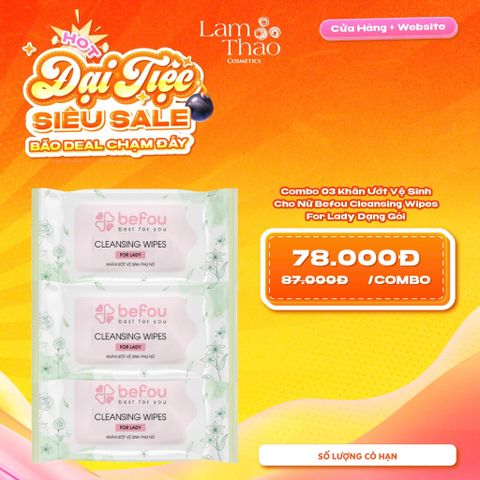  [TÍCH MUA 3 TÚI CHỈ CÒN 78K/3 TÚI] Khăn Ướt Vệ Sinh Cho Nữ Befou Cleansing Wipes For Lady Dạng Gói 