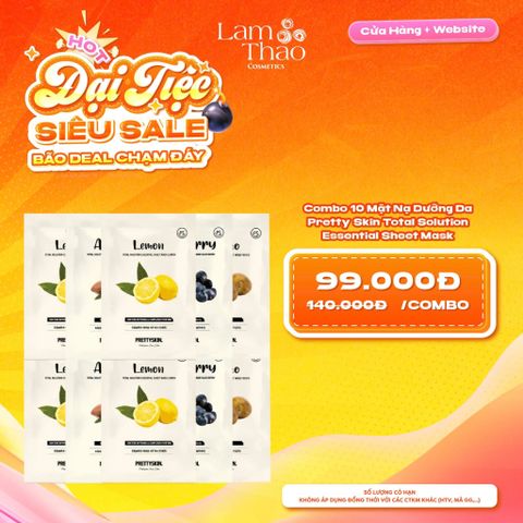  [COMBO 10 NẠ PRETTY SKIN GIÁ SỐC] Mặt Nạ Dưỡng Da Pretty Skin Total Solution Essential Sheet Mask 