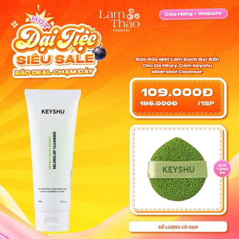  [TẶNG 01 MÚT RỬA MẶT KEYSHU] Sữa Rửa Mặt Làm Sạch Bụi Bẩn Cho Da Nhạy Cảm Keyshu Mildrelief Cleanser 