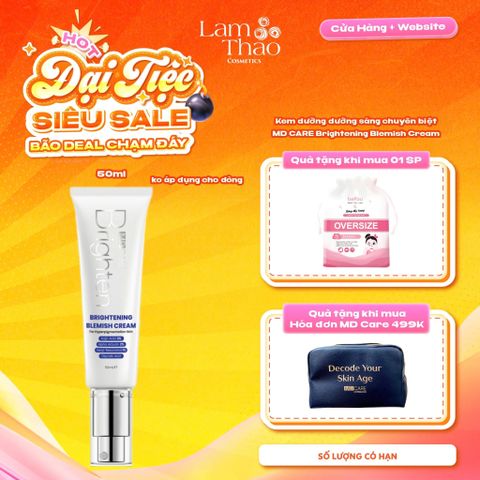  [TẶNG BTT BEFOU OVERSIZE 50 MIẾNG] [HĐ MD CARE 499K TẶNG 01 TÚI DA] Kem Dưỡng Sáng Da Chuyên Biệt MD CARE Brightening Blemish Cream 