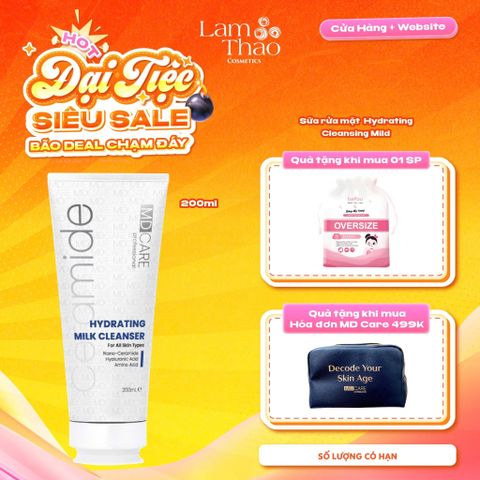 [TẶNG BTT BEFOU OVERSIZE 50 MIẾNG] [HĐ MD CARE 499K TẶNG 01 TÚI DA] Sữa Rửa Mặt Dịu Nhẹ Và Cấp Ẩm Cho Da Nhạy Cảm MD CARE Hydrating Milk Cleanser 