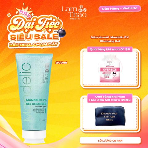  [TẶNG BTT BEFOU OVERSIZE 50 MIẾNG] [HĐ MD CARE 499K TẶNG 01 TÚI DA] Gel Rửa Mặt Sạch Sâu Và Tẩy Tế Bào Chết MD Care Mandelic Acid 5% Gel Cleanser 