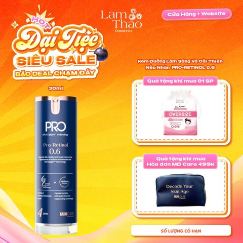  [TẶNG BTT BEFOU OVERSIZE 50 MIẾNG] [HĐ MD CARE 499K TẶNG 01 TÚI DA]  Kem Dưỡng Làm Sáng Cải Thiện Nếp Nhăn MD Care Pro-Retinol 0.6 