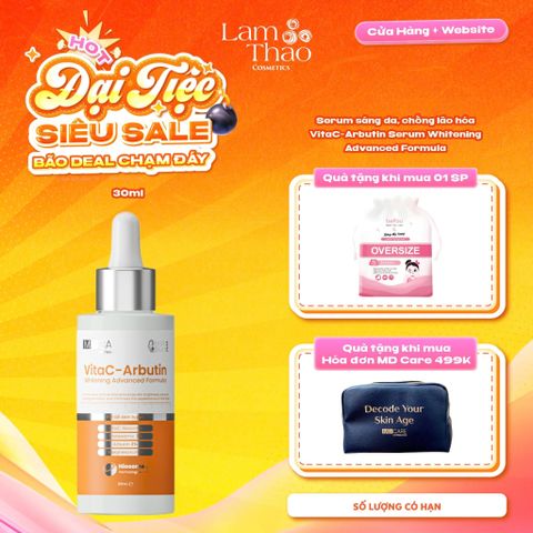  [TẶNG BTT BEFOU OVERSIZE 50 MIẾNG] [HĐ MD CARE 499K TẶNG 01 TÚI DA] Tinh Chất Hỗ Trợ Sáng Da, Chống Lão Hoá MD CARE VitaC Arbutin Serum Whitening Advanced Formula 