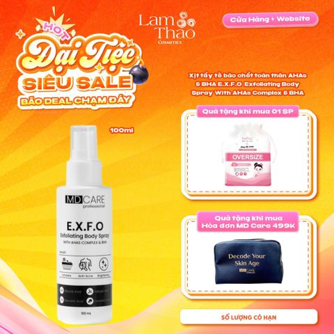  [TẶNG BTT BEFOU OVERSIZE 50 MIẾNG] [HĐ MD CARE 499K TẶNG 01 TÚI DA] Xịt Tẩy Tế Bào Chết Toàn Thân MD CARE E.X.F.O Exfoliating Body Spray 