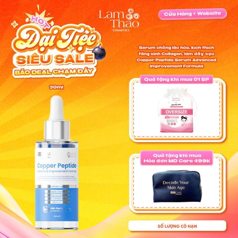  [TẶNG BTT BEFOU OVERSIZE 50 MIẾNG] [HĐ MD CARE 499K TẶNG 01 TÚI DA] Tinh Chất Hỗ Trợ Chống Lão Hoá, Cung Cấp Collagen MD Care Copper Peptide Serum Advanced Improvement Formula 