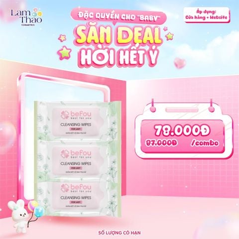  [TÍCH MUA 3 TÚI CHỈ CÒN 78K/3 TÚI] Khăn Ướt Vệ Sinh Cho Nữ Befou Cleansing Wipes For Lady Dạng Gói 