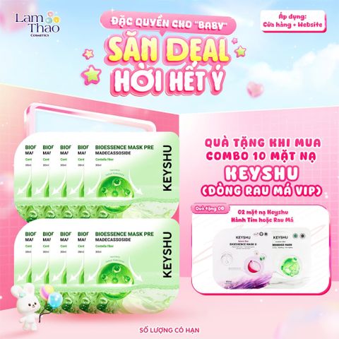  [MUA 10 MASK KEYSHU DÒNG RAU MÁ VIP TẶNG 02 MASK KEYSHU] Mặt Nạ Rau Má Làm Dịu Da Keyshu Bioessence Mask Pre 