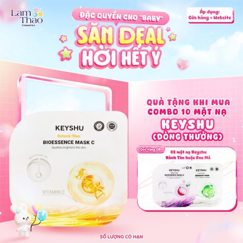  [MUA 10 MASK KEYSHU DÒNG THƯỜNG TẶNG 02 MASK KEYSHU] Mặt Nạ Vitamin C Cấp Ẩm Dưỡng Sáng Da Keyshu Botanic Fiber Bioessence Mask C 