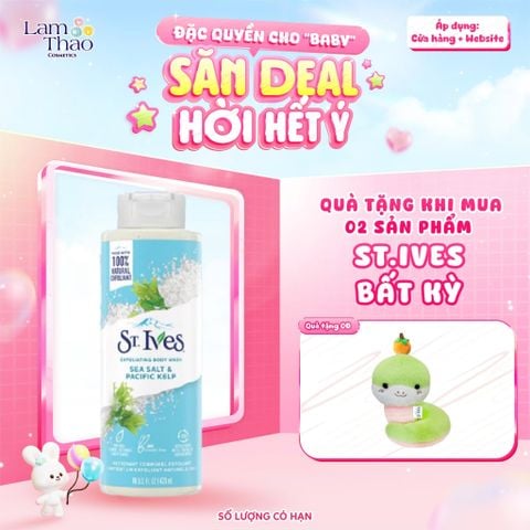  [MUA 2 SP ST.IVES BẤT KỲ TẶNG 01 GẤU BÔNG] Sữa Tắm Loại Bỏ Da Chết St.Ives Purifying Sea Salt & Pacific Kelp Exfoliating Body Wash (Mẫu Mới) 