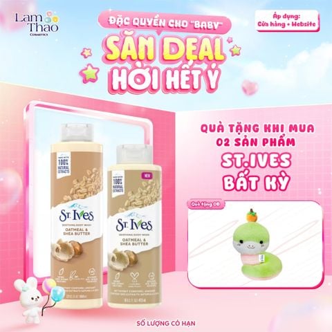  [MUA 2 SP ST.IVES BẤT KỲ TẶNG 01 GẤU BÔNG] Sữa Tắm Dưỡng Làm Mịn Da St.Ives Oatmeal & Shea Butter Soothing Body Wash (Mẫu Mới) 