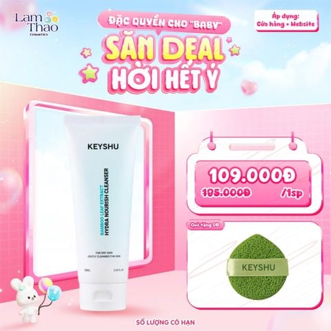  [TẶNG 01 MÚT RỬA MẶT KEYSHU] Sữa Rửa Mặt Làm Sạch Dịu Nhẹ Cho Da Khô Keyshu Hydra Nourish Cleanser 