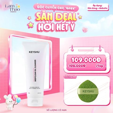  [TẶNG 01 MÚT RỬA MẶT KEYSHU] Sữa Rửa Mặt Làm Sạch Bụi Bẩn Cho Da Dầu Và Da Thường Keyshu Deepclean Oil Cleanser 