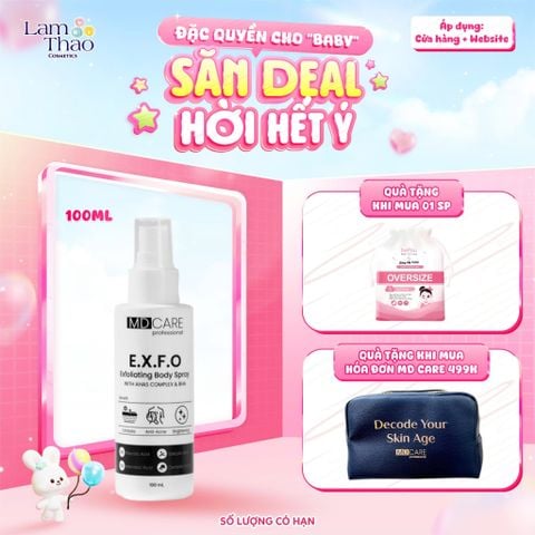  [TẶNG BTT BEFOU 50 MIẾNG] [MUA HĐ MD CARE 499K TẶNG 01 TÚI DA ĐỰNG MỸ PHẨM] Xịt Tẩy Tế Bào Chết Toàn Thân MD CARE E.X.F.O Exfoliating Body Spray 
