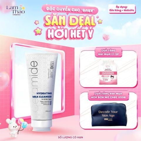  [TẶNG BTT BEFOU 50 MIẾNG] [MUA HĐ MD CARE 499K TẶNG 01 TÚI DA ĐỰNG MỸ PHẨM] Sữa Rửa Mặt Dịu Nhẹ Và Cấp Ẩm Cho Da Nhạy Cảm MD CARE Hydrating Milk Cleanser 