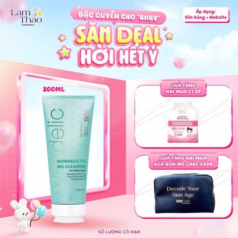  [TẶNG BTT BEFOU 50 MIẾNG][MUA HĐ MD CARE 499K TẶNG 01 TÚI DA ĐỰNG MỸ PHẨM] Gel Rửa Mặt Sạch Sâu Và Tẩy Tế Bào Chết MD Care Mandelic Acid 5% Gel Cleanser 