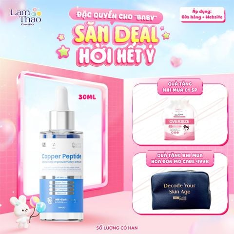  [TẶNG BTT BEFOU 50 MIẾNG][MUA HĐ MD CARE 499K TẶNG 01 TÚI DA ĐỰNG MỸ PHẨM] Tinh Chất Hỗ Trợ Chống Lão Hoá, Cung Cấp Collagen MD Care Copper Peptide Serum Advanced Improvement Formula 