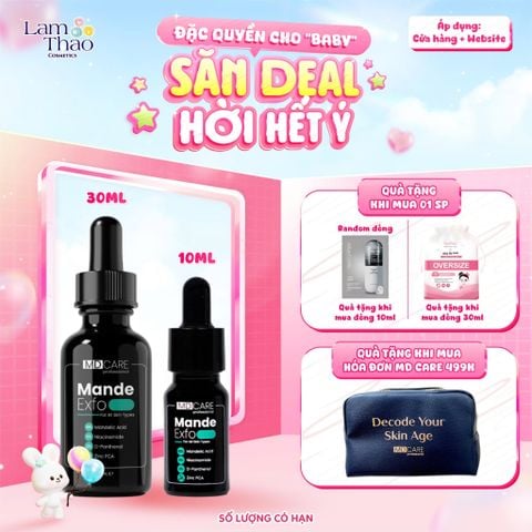  [MUA SIZE 30ML TẶNG BTT BEFOU 50 MIẾNG - MUA 10ML TẶNG MẶT NẠ ARUMORE][HĐ MD CARE 499K TẶNG 01 TÚI DA ĐỰNG MỸ PHẨM] Tẩy Tế Bào Chết Căng Bóng, Cấp Ẩm Và Làm Sáng Da MD CARE Mande Exfo 